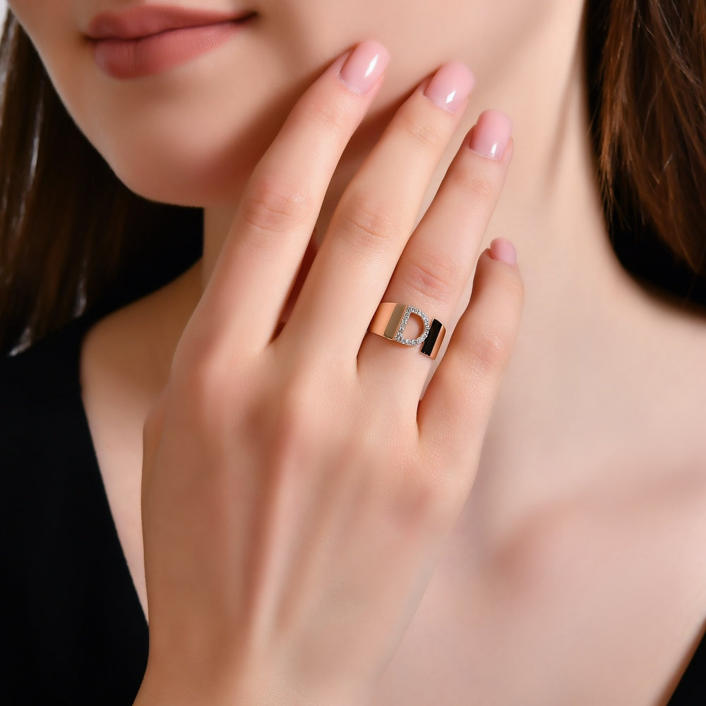 Diamond Initial Ring D
