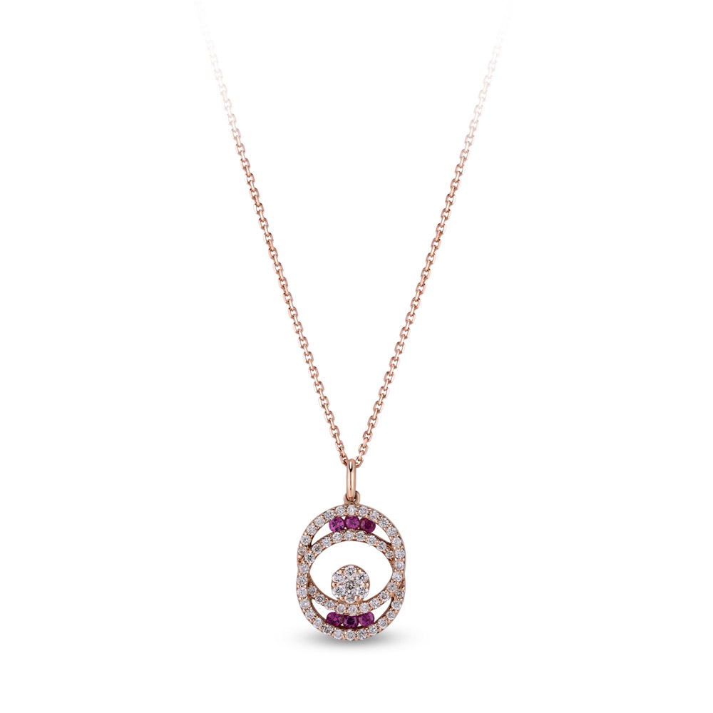 Diamond Pink Sapphire Necklace