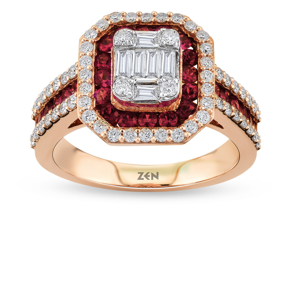 Baguette Diamond Ruby Ring